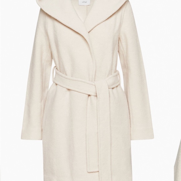 Aritzia Wilfred hooded wool coat cream color - Picture 2 of 14